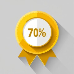 70% off Sale Badge:  Golden Discount Label 