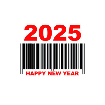 2025. Barcode. Happy New Year. Isolated on a white background. New Year design.