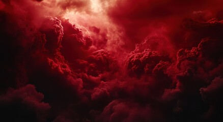 Red clouds in the sky, black background, close-up, smoke and fog, dark red lighting