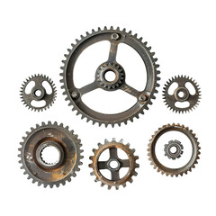 Obraz premium old gears isolated on white background 