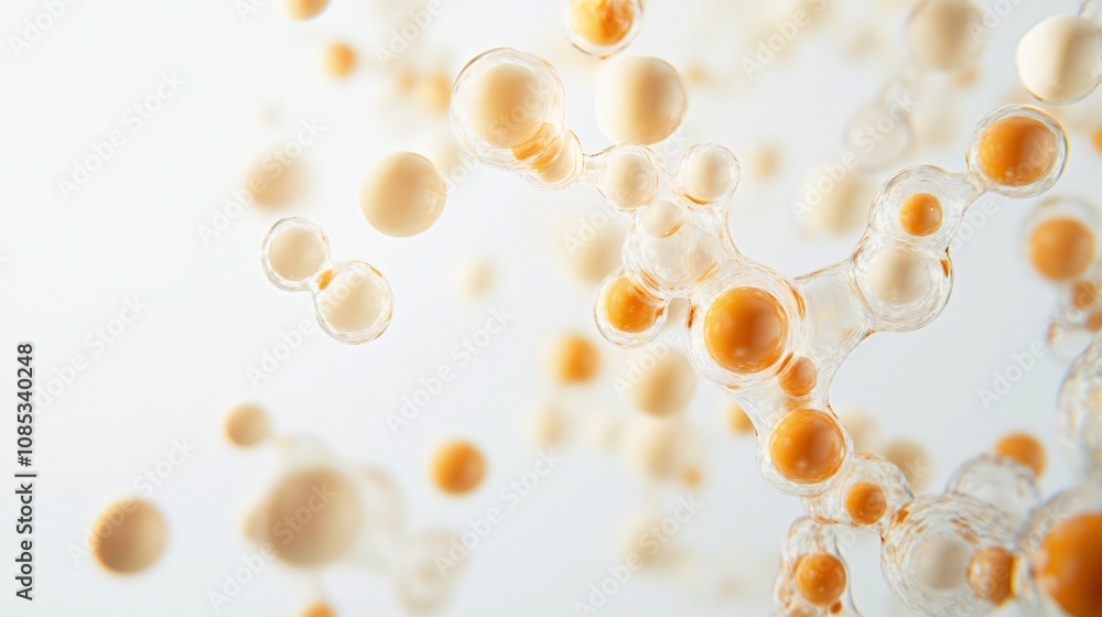 Poster abstract science background with molecular structure - microscopic view of atoms and molecules in ch