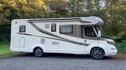 Motorhome Adventure: Majestic Motorhome Parked in Nature 