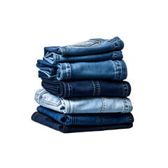 A pile of jeans on transparent background