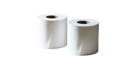 Two rolls of white toilet paper isolated on transparent background