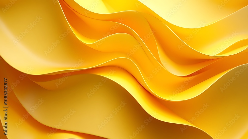 Wall mural 3d render of a yellow abstract background wave, abstract background 3d wave