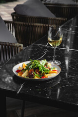 Fresh and tasty salad with dressing