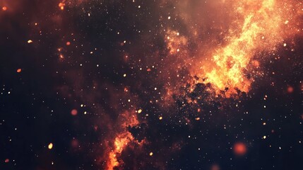 Naklejka premium Fiery Nebula in the Cosmos