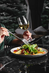 Fresh and tasty salad with dressing