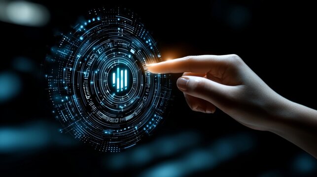 Futuristic Touch Interface Interaction Digital Space Technology Illustration Cyber Environment User Engagement Digital Interface Concept