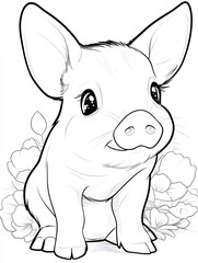 cute pig coloring page
