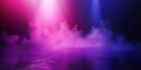 Fototapeta premium Moody, atmospheric scene with pink and blue neon lights illuminating a smoky, dark setting. Perfect for album art or a dark, mysterious vibe.