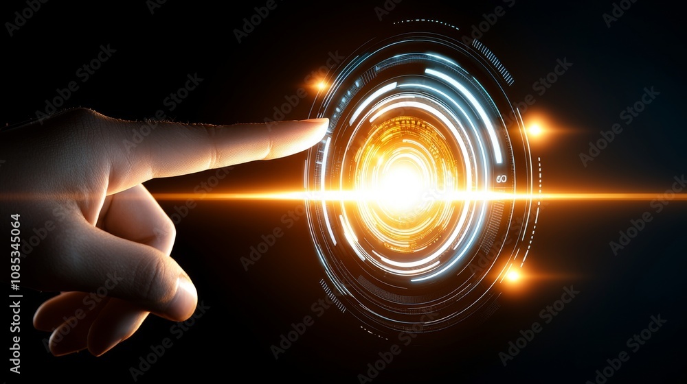 Poster futuristic interface interaction virtual environment digital content sci-fi theme close-up viewpoint