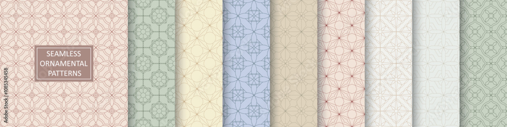 Aufkleber collection of seamless geometric ornamental vector patterns. tile colorful beautiful outline orienta