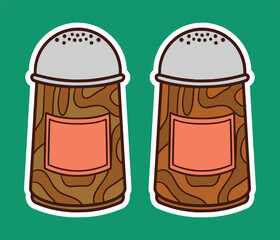 Pepper Bottle Doodle Sticker Illustration