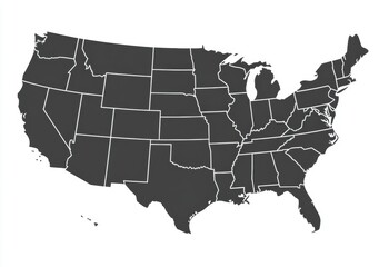 Outline Map of the United States Displaying All Fifty States in a Clean, Minimalist Style Suitable for Various Creative Projects and Educational Purposes