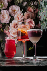 Cool and fresh cocktails with different flavors