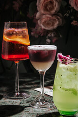 Cool and fresh cocktails with different flavors