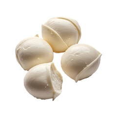 Healthy Raw Organic Mozzarella Pearls on transparent background