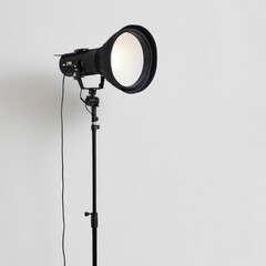 Studio Lighting Setup: A professional-grade studio lighting setup with a large reflector and a sturdy tripod, showcasing the tools of the trade for high-quality photography.