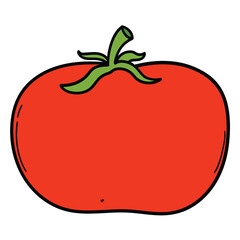 Hand drawn cartoon tomato on white background.