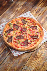 Hot and fresh pizza with toppings