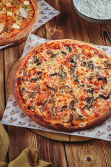 Hot and fresh pizza with toppings