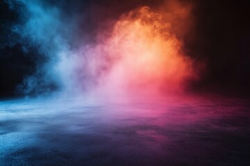 Obraz premium Moody studio shot with vibrant blue and orange smoke creating a dramatic and colorful atmosphere. Perfect for album art, posters, or any creative project needing a unique backdrop.