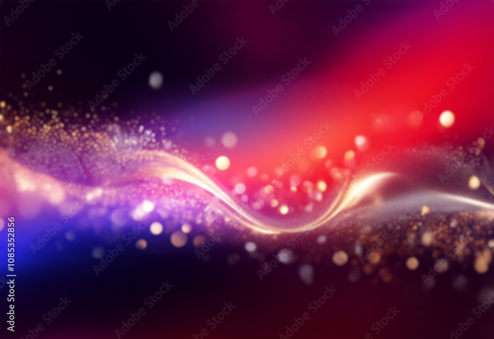 Leinwandbilder a black background with a golden wave, shimmering with sparkling particles. the wave is surrounded b