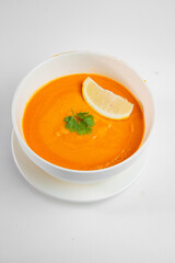 Delicious and fresh soup with dressing