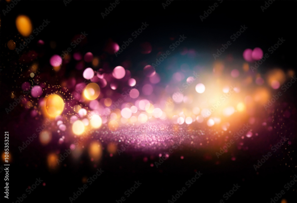 Aufkleber A dark background with a soft glow of out-of-focus lights in a range of warm colors.