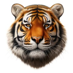 Fototapeta premium Wild Bengal Tiger Animal Portrait. Strong and Cruel Predator Mascot. Striped Dangerous and Amazing Wild Cat Feline Animal Face. 