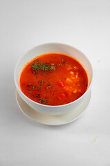 Delicious and fresh soup with dressing