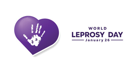 World Leprosy Day. Hand and heart. Great for cards, banners, posters, social media and more. White background.