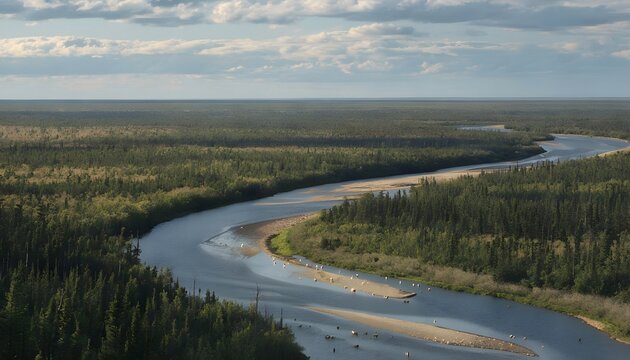 Mackenzie River Winding Through Boreal Forest