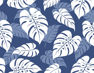 Monstera and epipremnum pinnatum leaf pattern seamless background