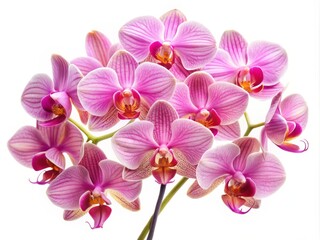 Obraz premium Pink Orchid Blossom Collection - Beautiful Flower Bundle Isolated on White Background as PNG for Floral Design and Decoration Purposes