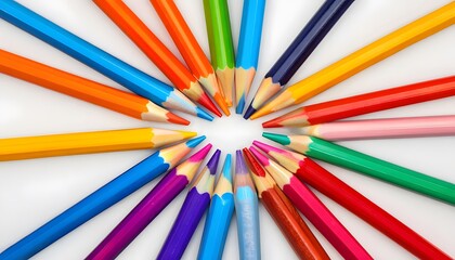 Fototapeta premium Colorful Pencils Arranged in a Circle