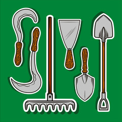 Garden Tools Hand Drawn Vector Illustration
