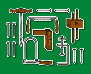Carpentry Tools Hand Drawn Vector Illustration