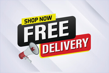 free delivery poster banner graphic design icon logo sign symbol social media website coupon sale

