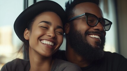 Two friends share laughter and warmth in a relaxed cafe setting, enjoying their day together