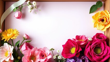 Enchanting Floral Frame: Perfect for Scrapbooking, Greeting Cards, and Digital Art. Surround Your Memories with Vibrant Blooms and Whimsical Beauty.