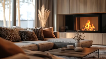 Fototapeta premium Living room interior in house.