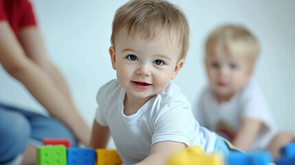 Obraz premium Smiling toddler in kindergarten