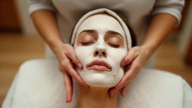 Relaxing facial treatment at a spa featuring a soothing mask and skilled therapist in a peaceful setting