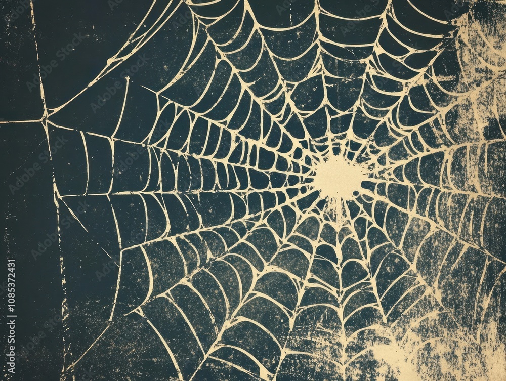 Poster an elegant poster template with intricate, cobweb-like motifs, ideal for infusing a sense of intrigu