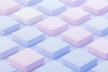 Obraz premium Soft pastel squares arranged in grid pattern create calming visual effect. gentle colors of blue and pink evoke serene atmosphere, perfect for modern design