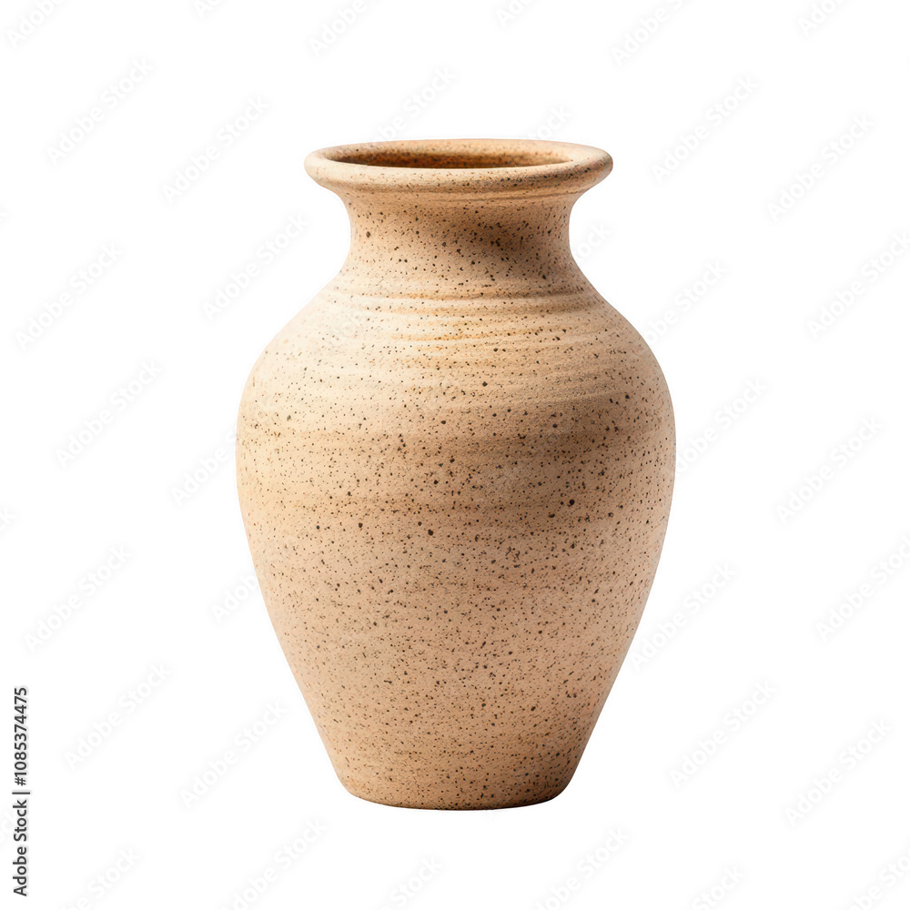 Poster natural clay vase with smooth finish and elegant shape isolated on transparent background