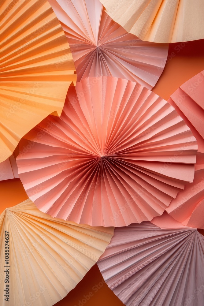 Poster creative arrangement of fanned paper showcasing texture and layer variation in a minimalistic settin