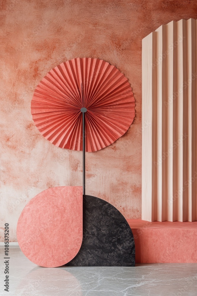 Poster creative arrangement of fanned paper showcasing texture and layer variation in a minimalistic settin